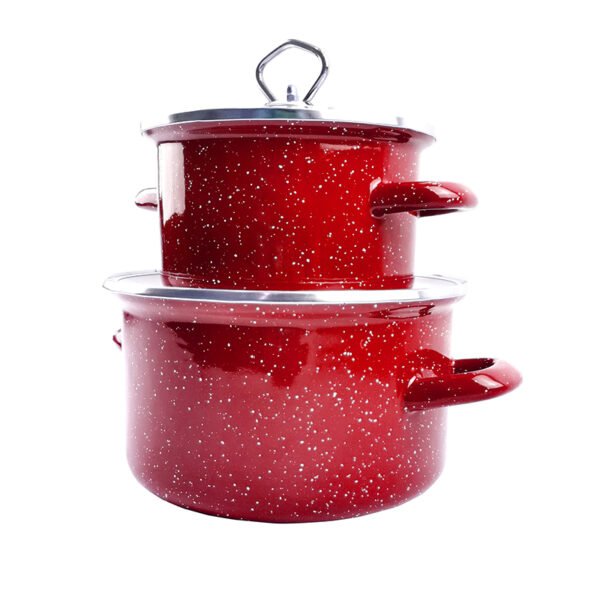 Enamel Casserole - Speckled Finish Red - Image 2